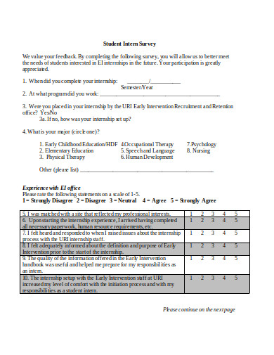 10+ Student Intern Survey Templates in PDF | DOC