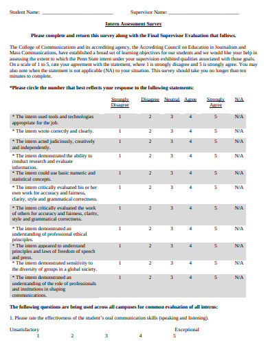 student-internship-assessment-survey-example