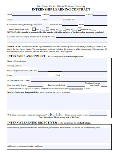 student-internship-learning-contract-template