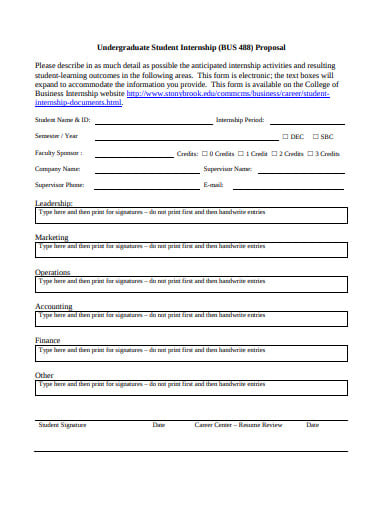 student internship proposal form