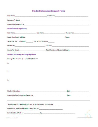 student internship request form 