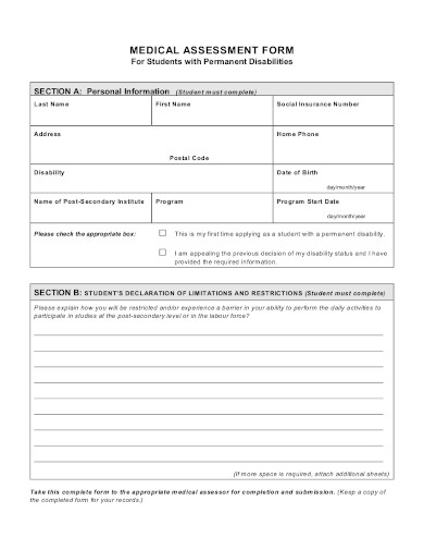 23+ Medical Assessment Form Templates - DOc, PDF