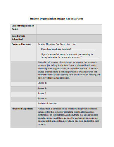 student organization budget request form