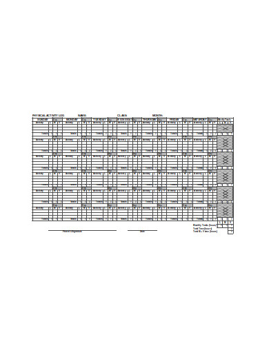 student physical activity log template