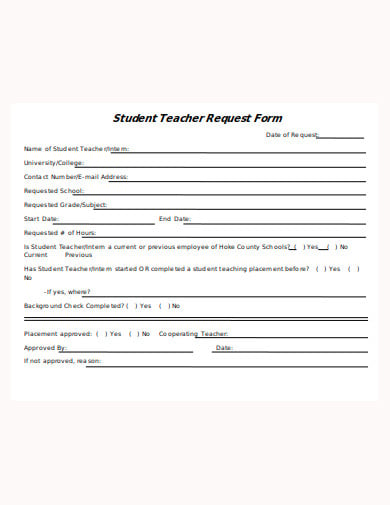 student teacher request form template