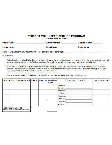 10 volunteer hours log templates in doc pdf excel free premium