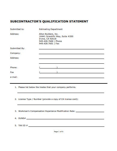 sub-contractor-qualification-statement-template