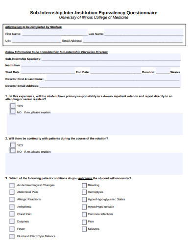 sub internship inter institution equivalency questionnaire template