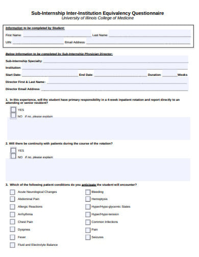 10+ Internship Questionnaire Templates in PDF | DOC