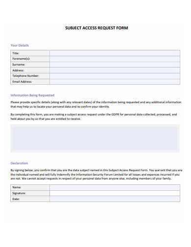 Free Subject Access Request Template - Free Templates Printable