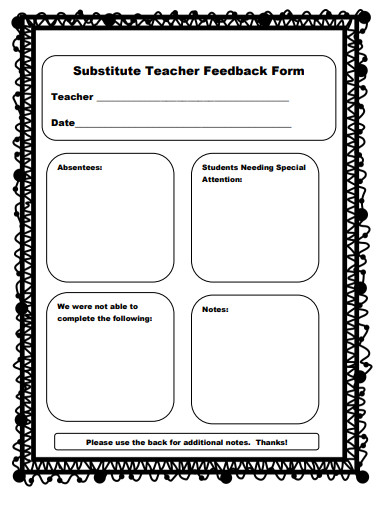 6 Substitute Teacher Feedback Form Templates In PDF