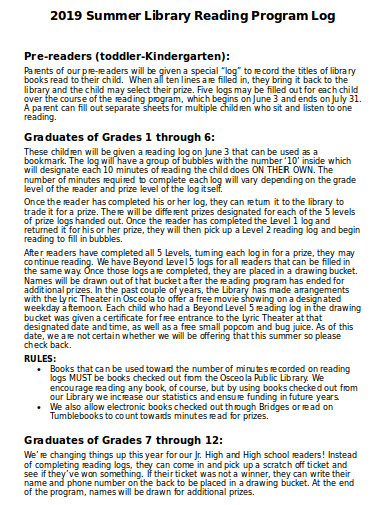 FREE 13+ Summer Reading Log Templates in PDF | MS Word
