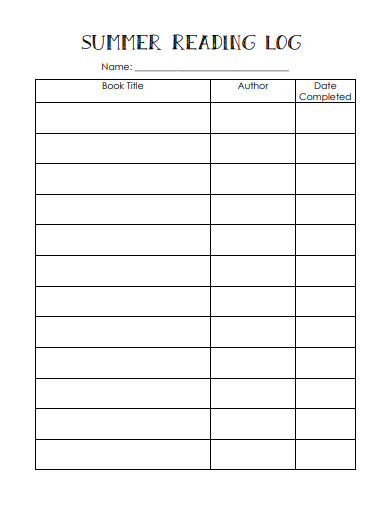 FREE 13+ Summer Reading Log Templates in PDF | MS Word