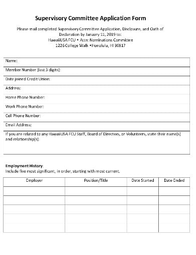 supervisory committee application form