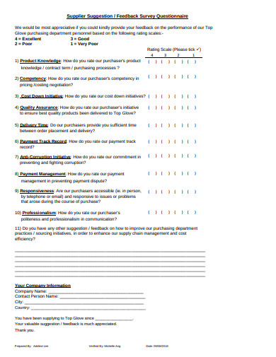 FREE 6+ Supplier Feedback Survey Templates in PDF