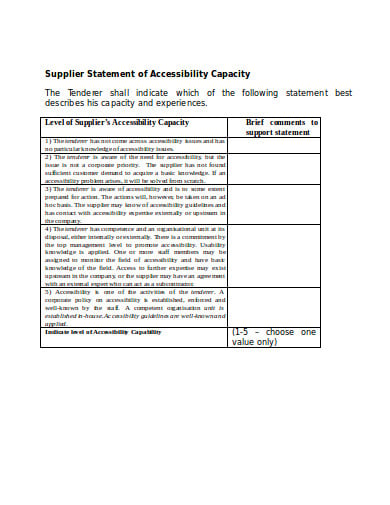 supplier statement of accessibility