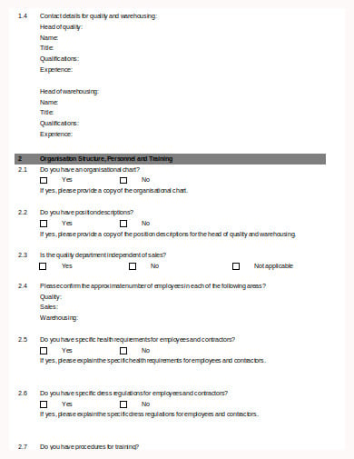supplier vendor security qualification questionnaire template