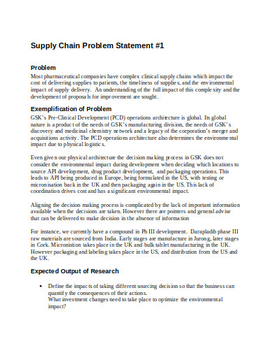 supply problem statement