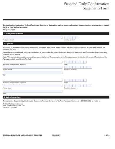 suspend daily confirmation statement form template