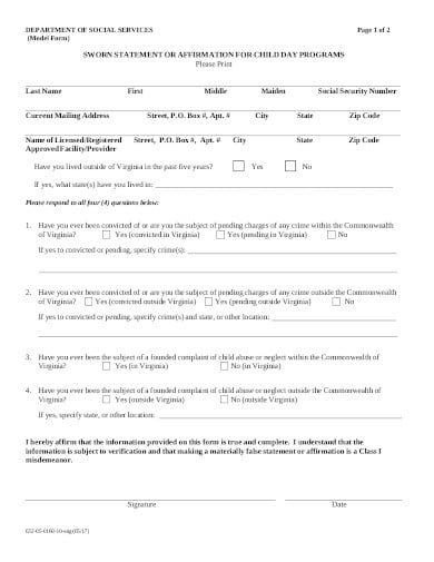 sworn statement form in pdf