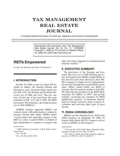 tax management real estate journal template