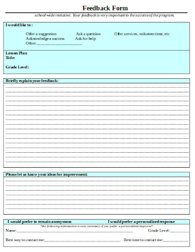 11+ Teacher Feedback Form Templates in Doc | PDF