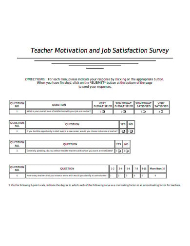 teacher motivation and job satisfaction survey template