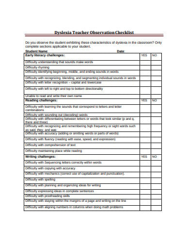 teacher observation checklist in pdf