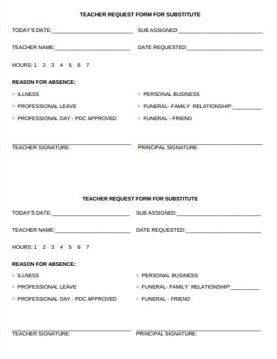 teacher request form for substitute template