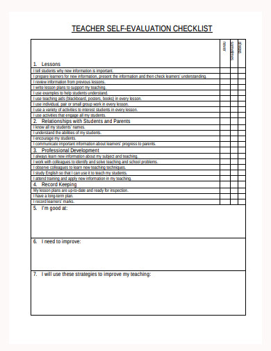 11 Teacher Self Evaluation Templates In DOC PDF