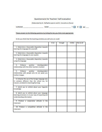 teachers-self-evaluation-questionnaire-template