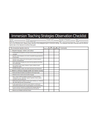 12 Teacher Observation Checklist Templates In Pdf Ms Word 9455