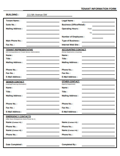 19+ Tenant Information Form Templates in PDF | DOC