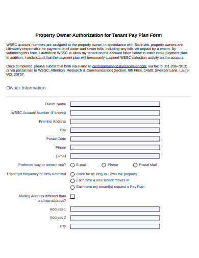 tenant pay plan information form