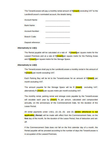 tenant retail lease agreement