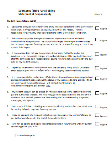 third party billing statement example