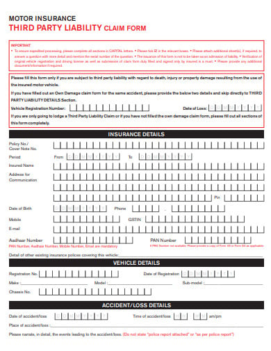 third party insurance liability form template