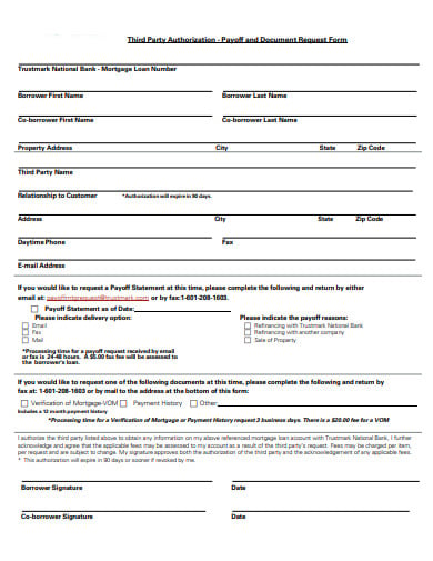 third party payoff statement form