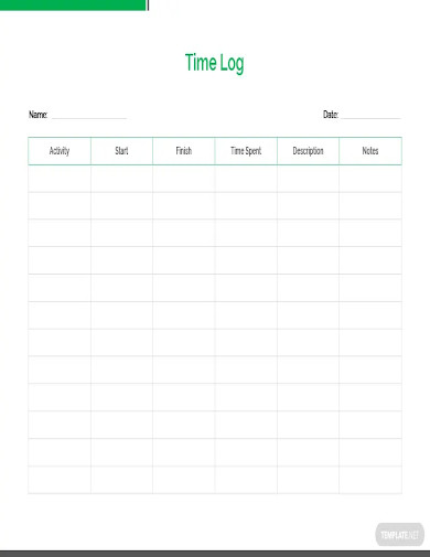 11+ Internship Time Log Templates in PDF | DOC