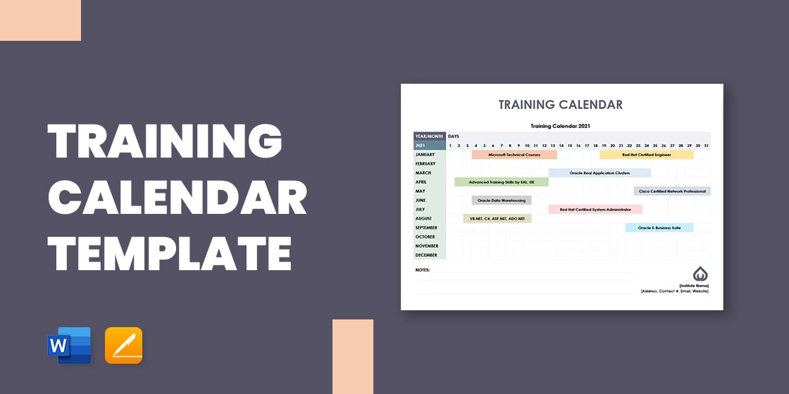 training calendar template