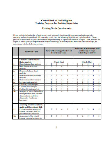 training needs analysis questionnaire template in pdf