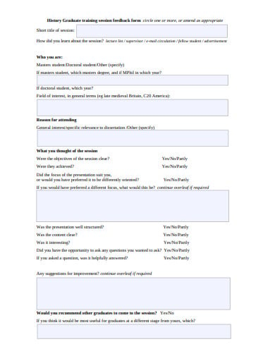 training session feedback form example