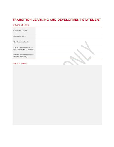 transition learning and development statement in pdf