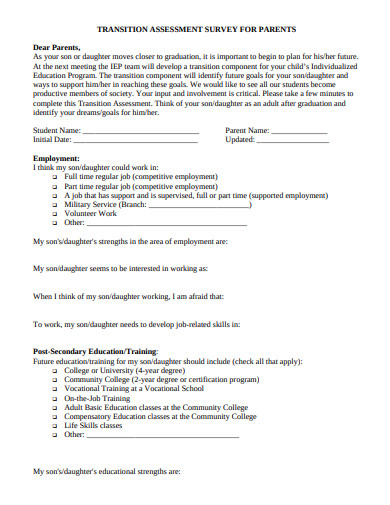 transition parent survey format in pdf