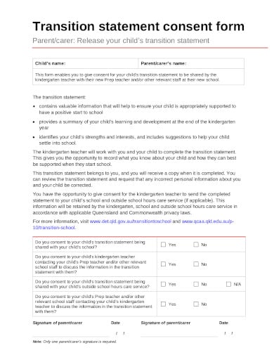 transition statement consent form