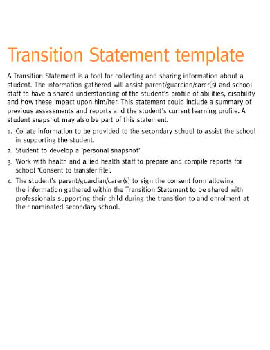 transition statement template