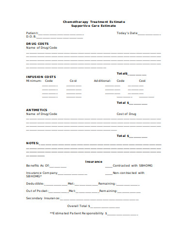 5+ Treatment Estimate Templates in PDF | DOC