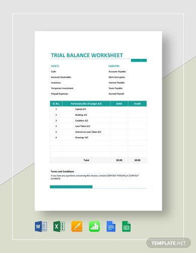 trial balance worksheet template