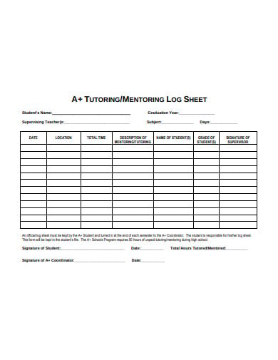 tutoring log sheet template