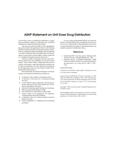 unit dose drug distribution statement in pdf